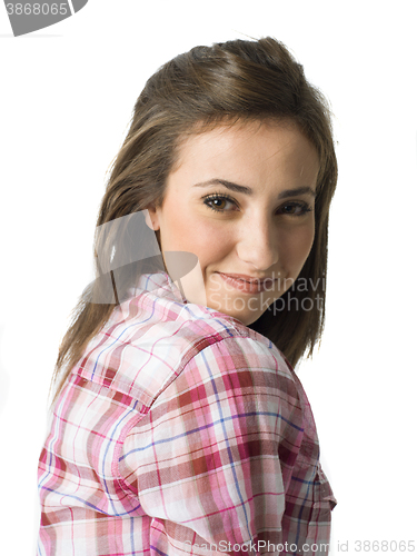 Image of portrait of a beautiful young short haired woman