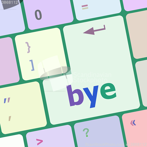 Image of Bye Key computer word on keyboard key vector illustration