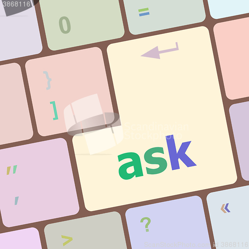 Image of ask button on computer keyboard key vector illustration