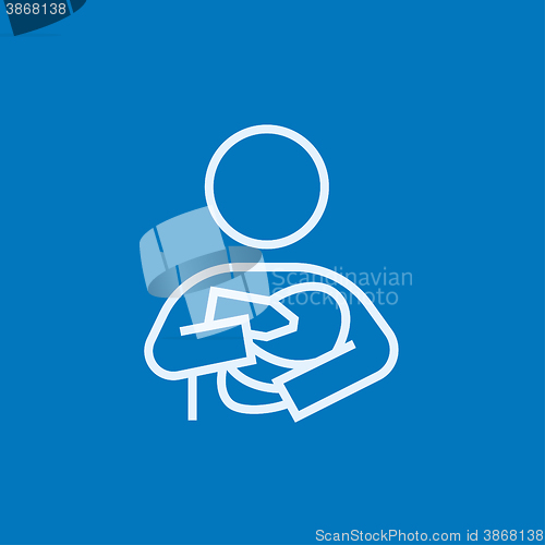 Image of Woman nursing baby line icon.