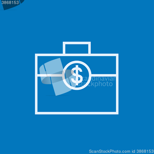 Image of Suitcase with dollar symbol line icon.