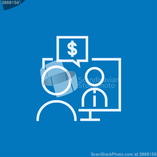 Image of Business video negotiations line icon.