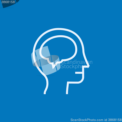 Image of Human head with brain line icon.