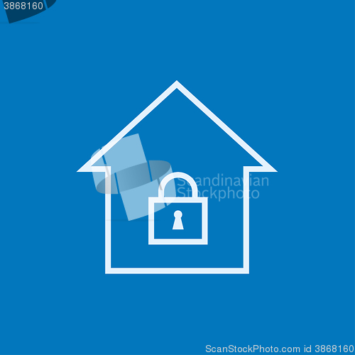 Image of House with closed lock line icon.