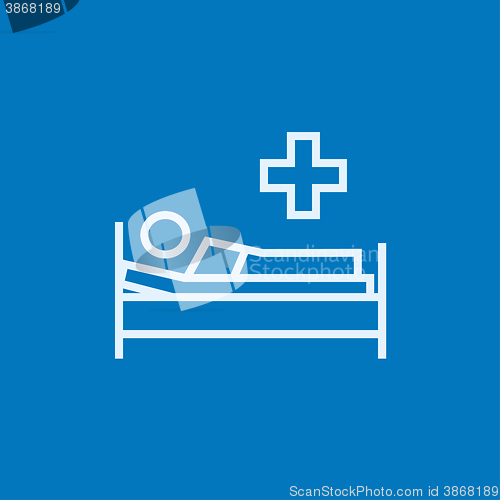 Image of Patient lying on bed line icon.