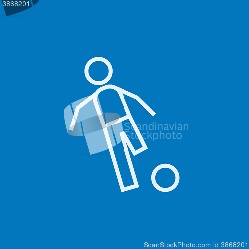 Image of Soccer player with ball line icon.
