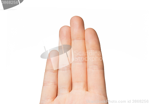 Image of close up of hand showing four fingers