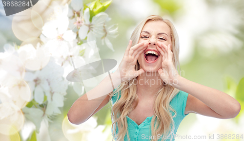 Image of young woman or teenage girl shouting