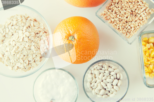Image of close up of food ingredients on table