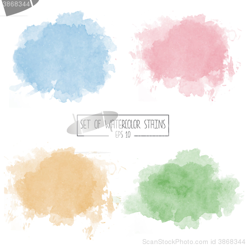 Image of Set of color vector watercolor stains