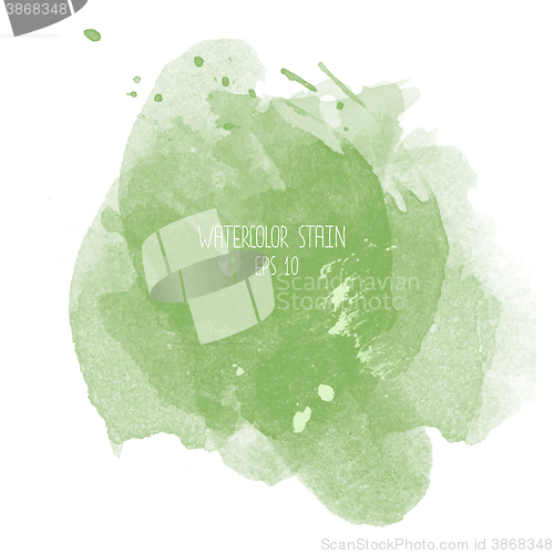 Image of Green watercolor stain on white background