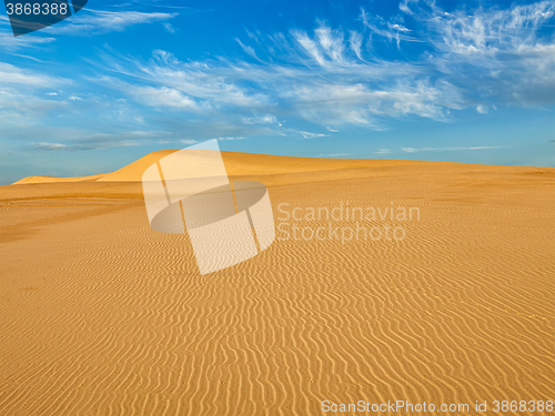 Image of Desert sand dunes on sunrise