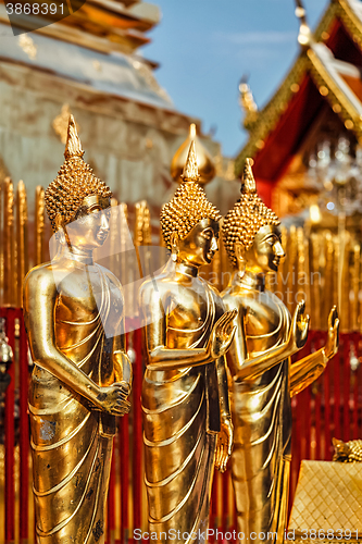 Image of Gold Buddha statues in Wat Phra That Doi Suthep