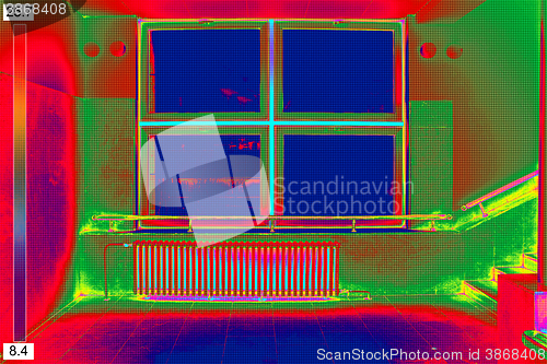 Image of Thermal Image of Radiator Heater and a window on a building