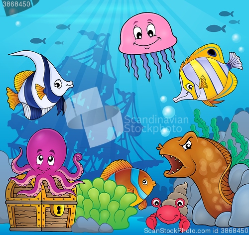 Image of Underwater ocean fauna theme 8