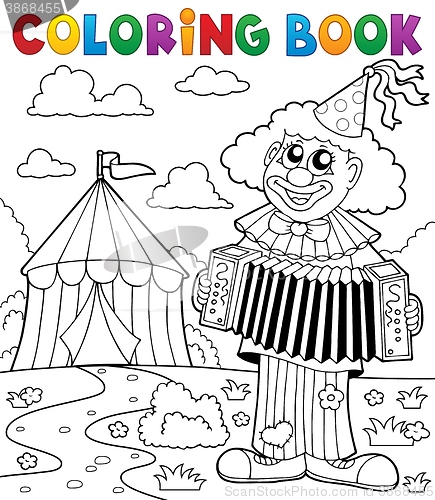 Image of Coloring book clown near circus theme 4