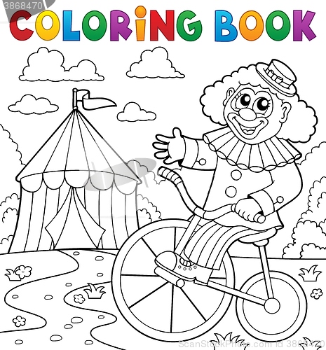 Image of Coloring book clown near circus theme 3