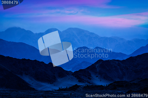 Image of Himalayas mountains in twilight