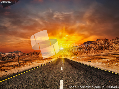 Image of Road  in Himalayas with mountains