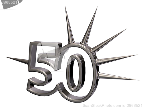 Image of number fifty with prickles - 3d illustration