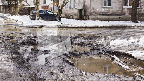 Image of Ruined road in city