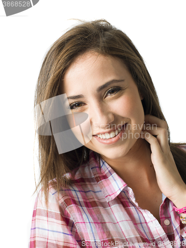 Image of portrait of a beautiful young short haired woman