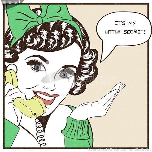 Image of sexy beautiful woman chatting on the retro phone