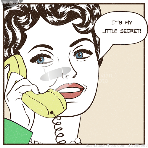 Image of sexy beautiful woman chatting on the retro phone