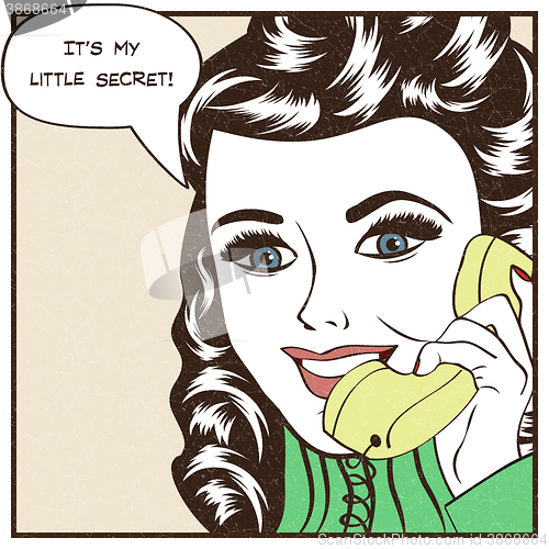 Image of sexy beautiful woman chatting on the retro phone