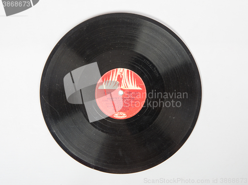 Image of Volgograd, Russia - May 21, 2015: An old gramophone record without cover Noginsk Plant Production