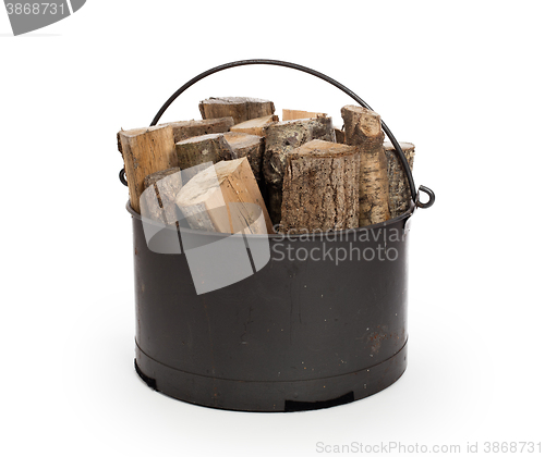 Image of Metal basket of firewood