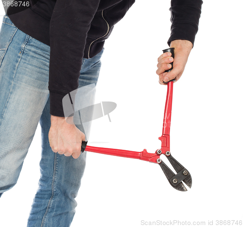 Image of Robber with red bolt cutters