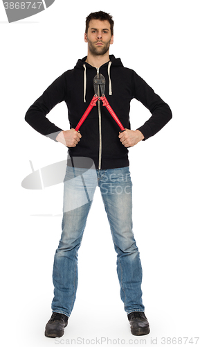 Image of Robber with red bolt cutters