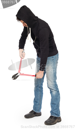 Image of Robber with red bolt cutters