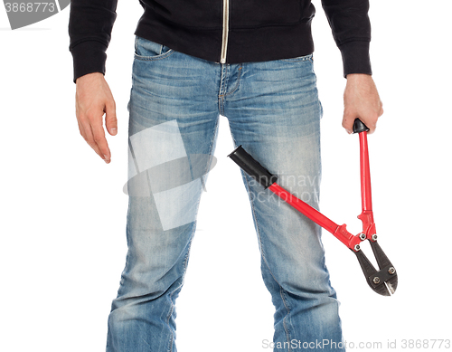 Image of Robber with red bolt cutters