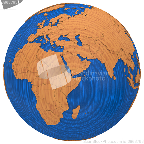 Image of Africa on wooden Earth