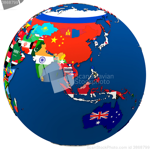 Image of Political Asia and Australia map