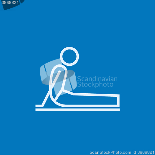 Image of Man practicing yoga line icon.