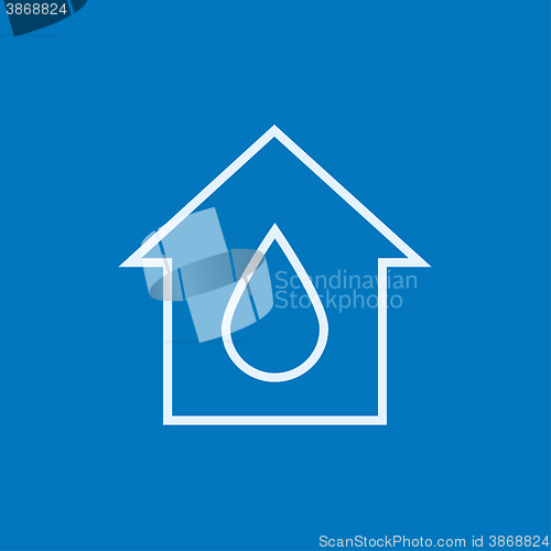 Image of House with water drop line icon.