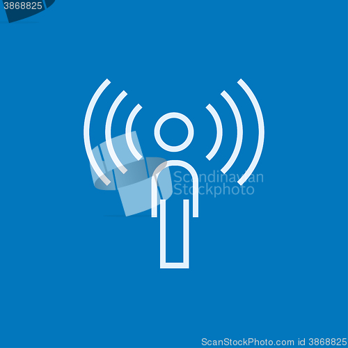 Image of Man with soundwaves line icon.