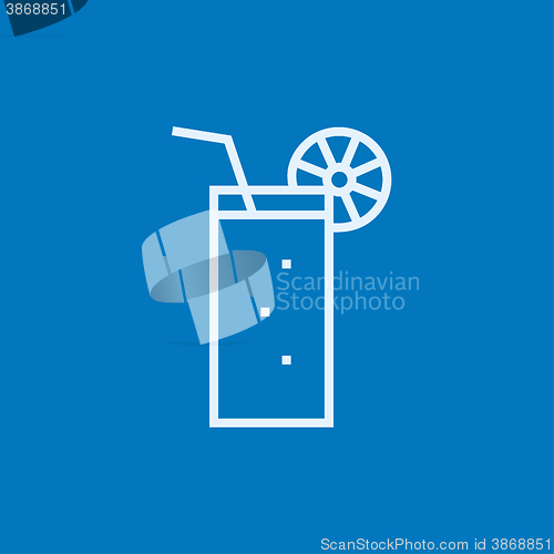 Image of Glass with drinking straw line icon.