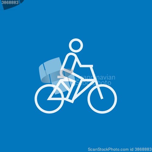 Image of Man riding bike line icon.