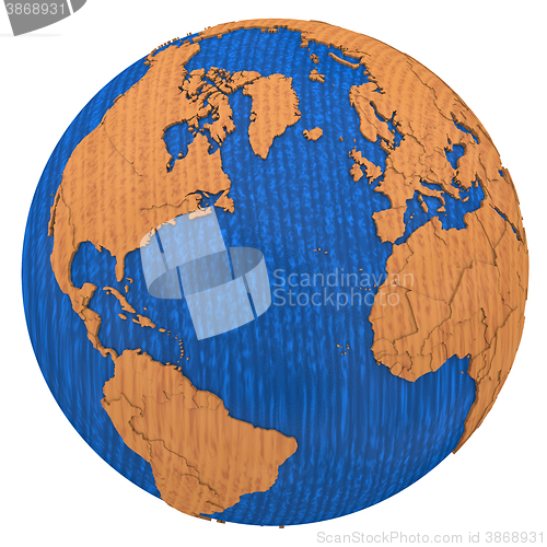 Image of North America and Europe on wooden Earth