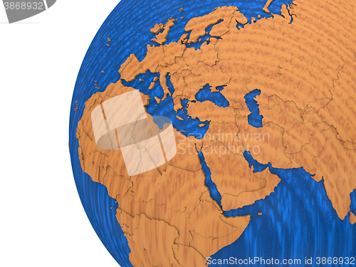 Image of Middle East on wooden Earth