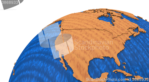 Image of North America on wooden Earth