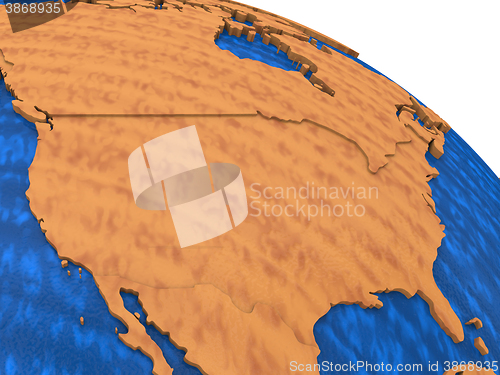 Image of USA on wooden Earth