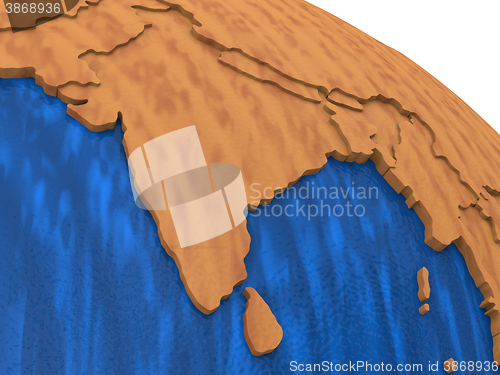 Image of India on wooden Earth