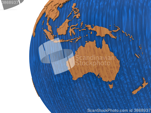 Image of Australia on wooden Earth