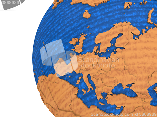 Image of Europe on wooden Earth