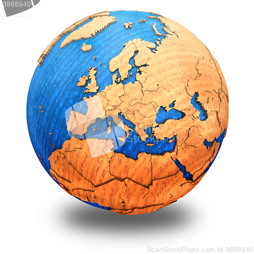 Image of Europe on wooden Earth